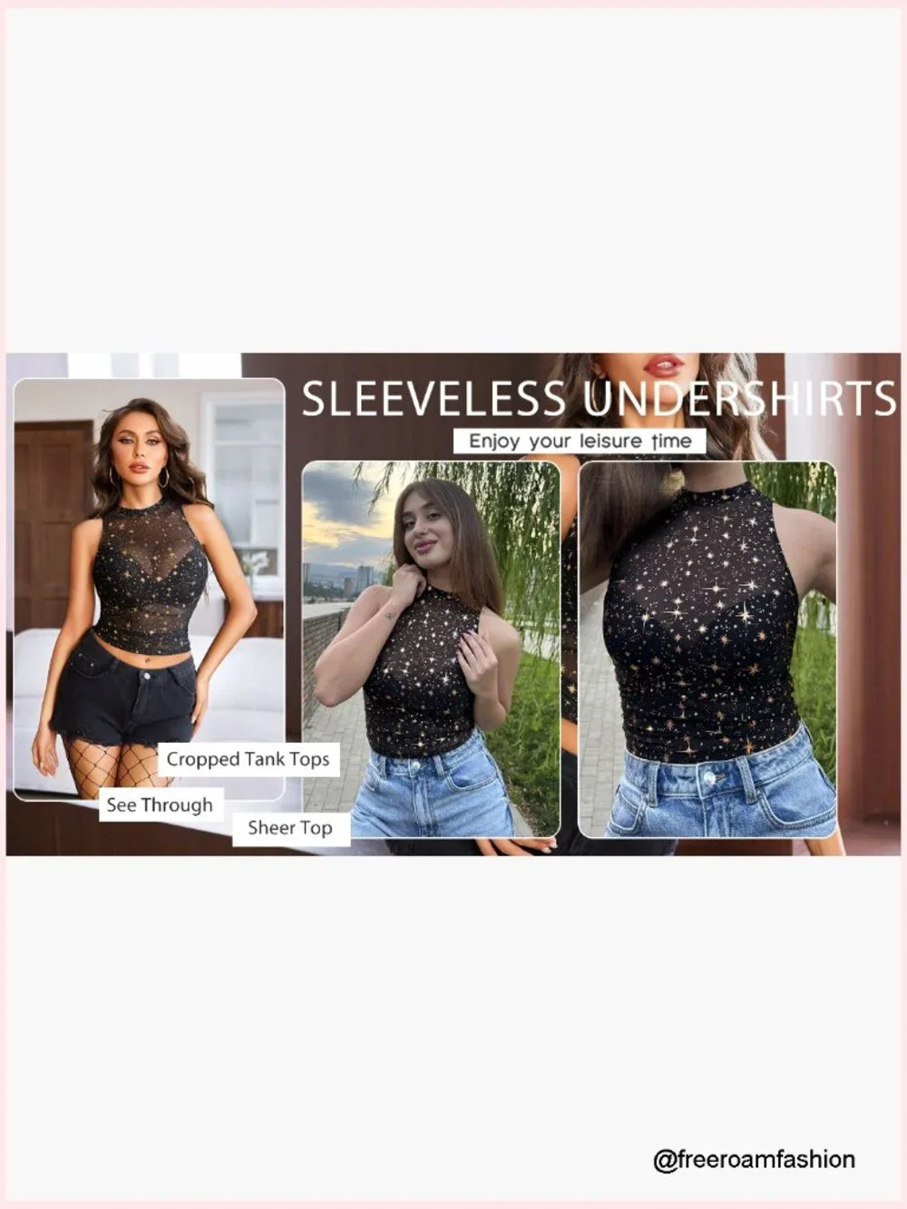 Mesh Camisole Top with Ruching, Cropped Fit, High Neck, Y2K Style - Picture 7 of 7